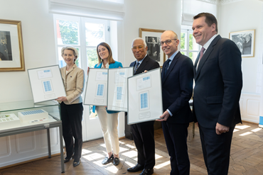 Stamp presentation to representatives of the European Union
