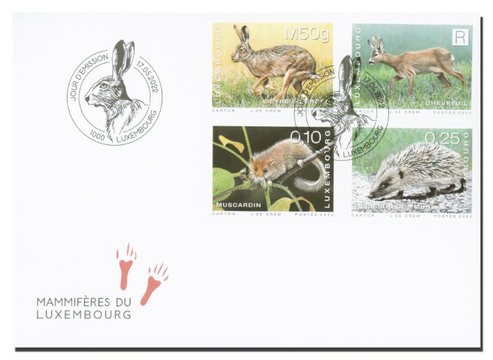 FDC - série animaux - mammifères 2022