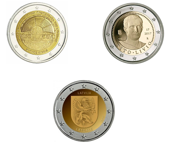 Gedenkmünzenset 2017-6 (LV2-CY-IT2)