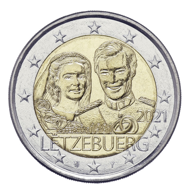 2€ Münze - 2021-1A - 40. Hochzeitstag Ghz - Relief