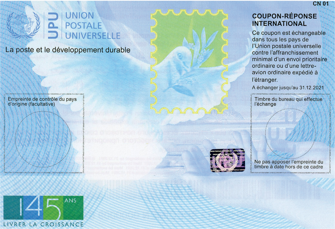 INTERNATIONAL REPLY COUPON 145 years UPU Post Philately