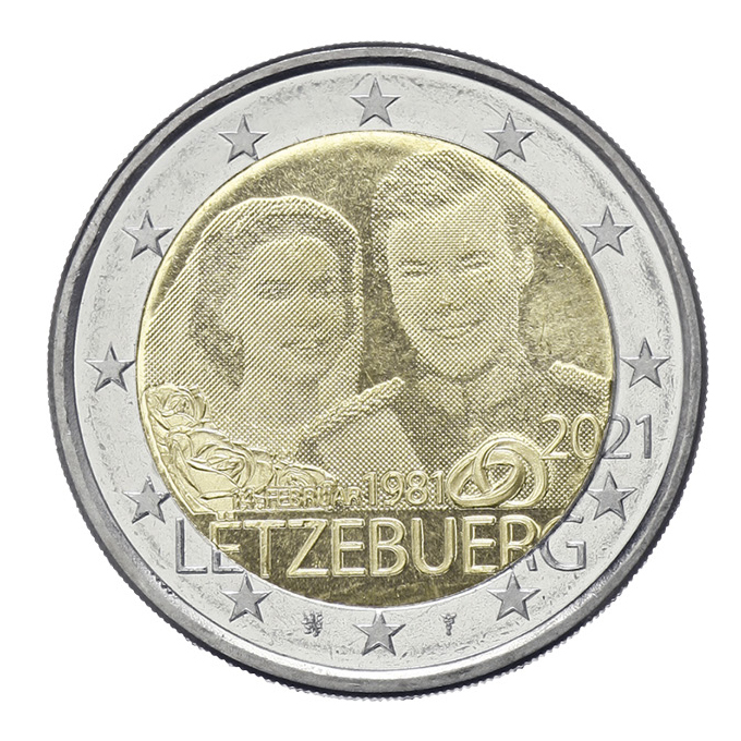 Monnaie 2 € - 2021-1B - 40 ans Mariage Grand-Ducale - Photo
