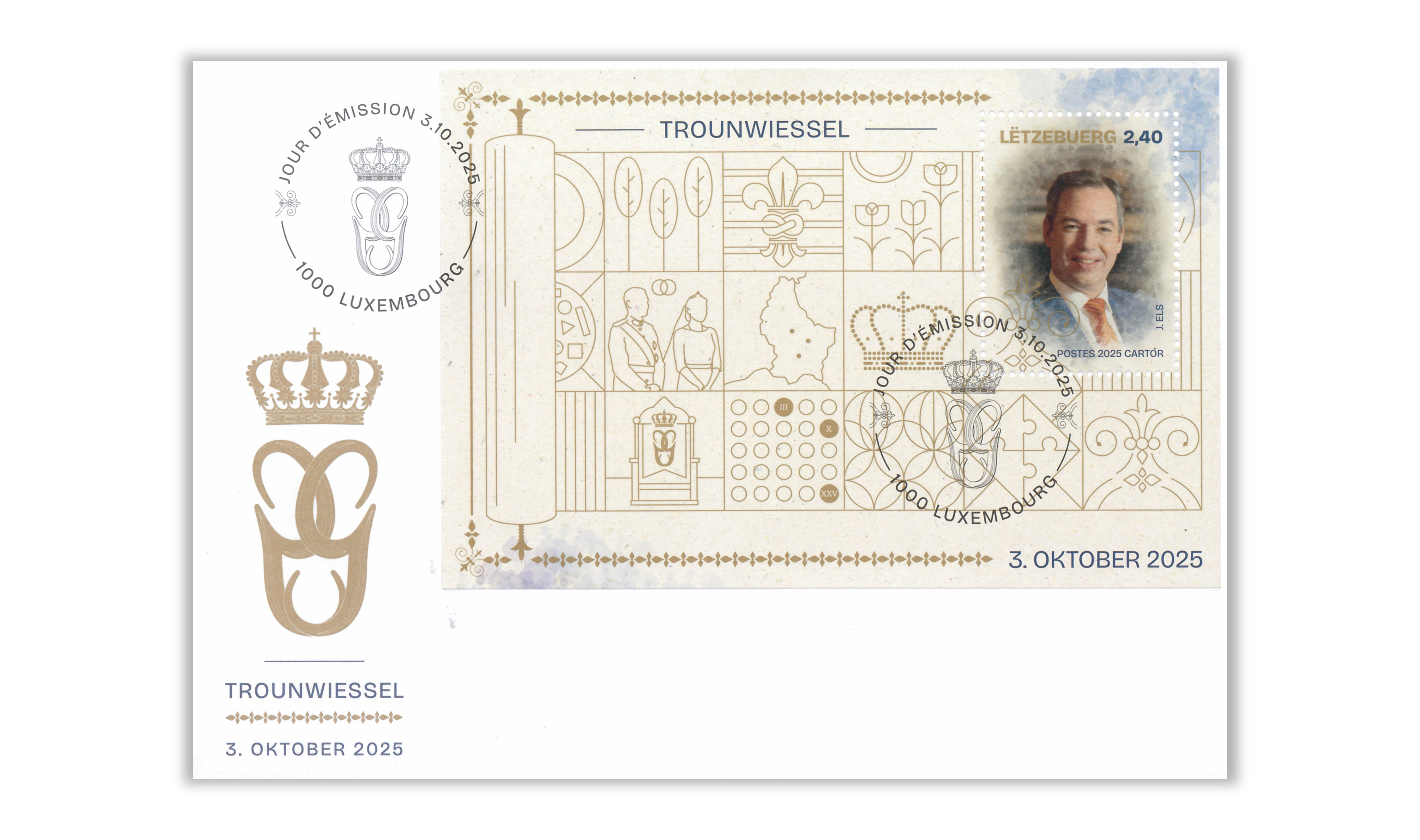FDC - Block accession to the throne of HRH Grand Duke Guillaume