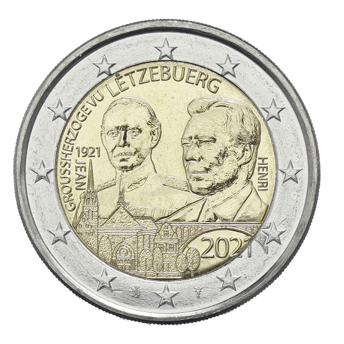 2€ Münze - 2021-2A - 100 Jahre Ghz. Jean - Relief
