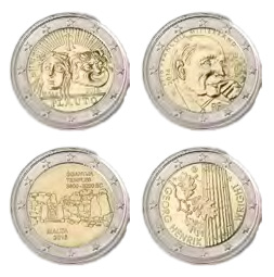 Gedenkmünzenset 2016-5 (IT2-MT-FR2-FI2)