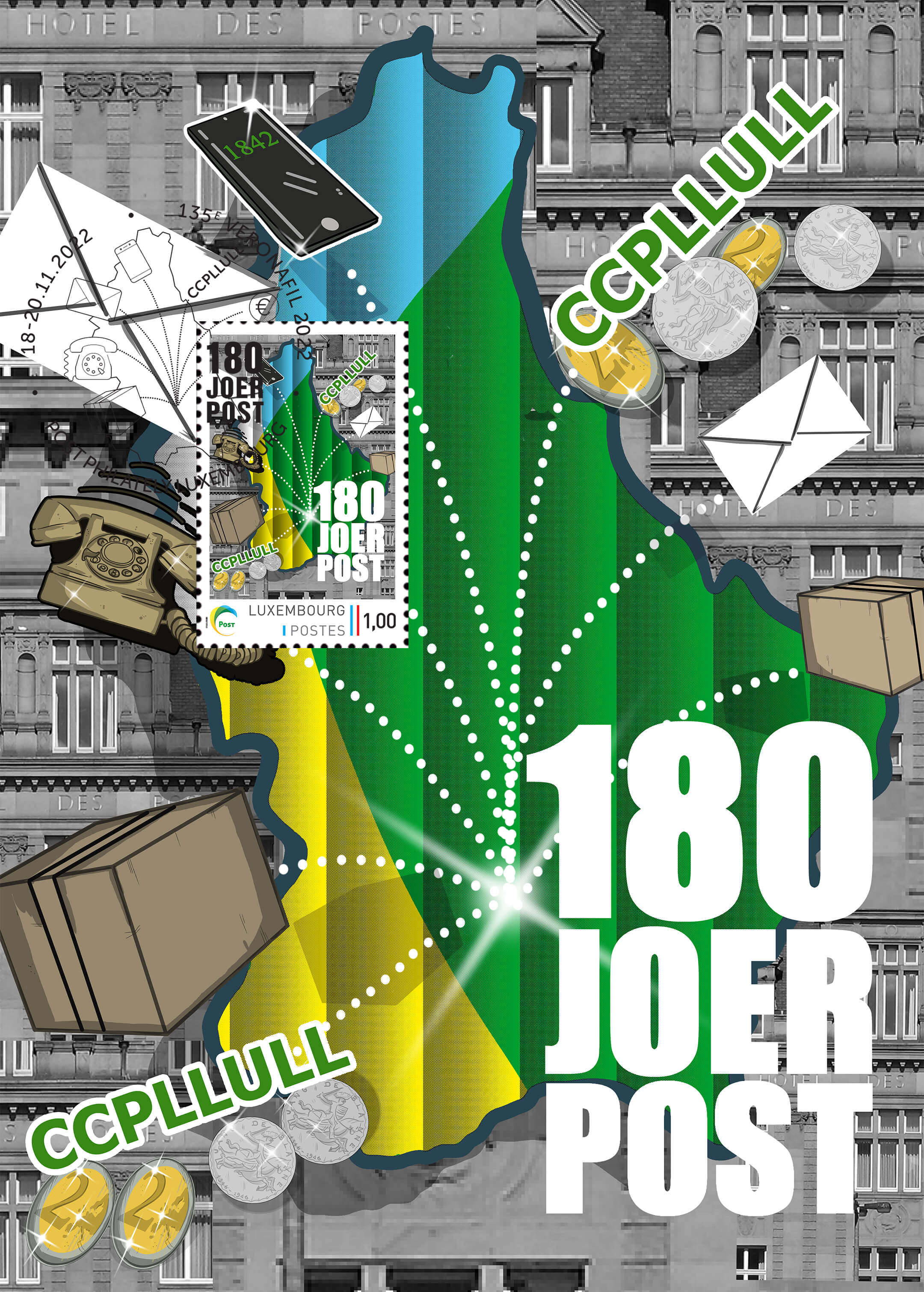 Karte meng.post - 180 Joer POST