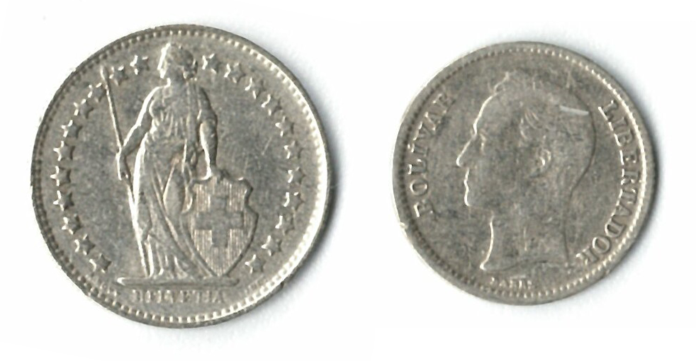 The smallest silver coins of history - Set 9 (CH+VE)