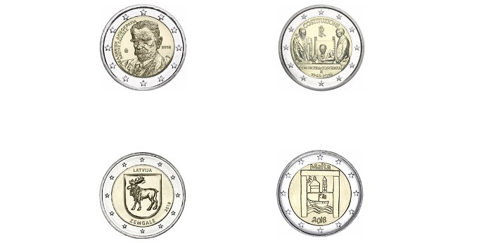Gedenkmünzenset 2018-5 (IT-LV2-MT2-GR)
